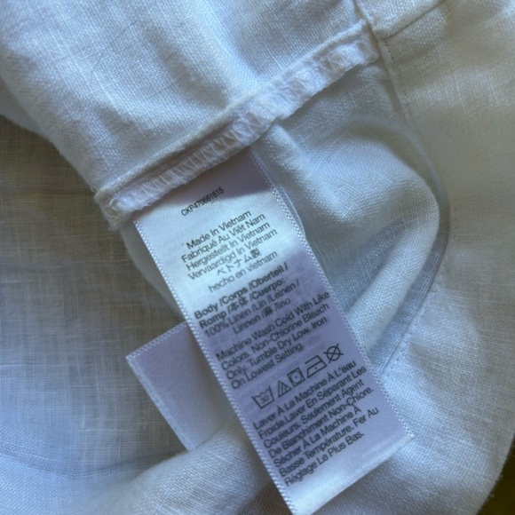 Madewell Linen Collared Button Up Top White XS - Picture 6 of 9